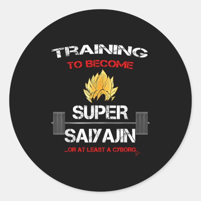 Adesivo Redondo Training To Become A Super Saiyajin - Fun Fitness  (Frente)