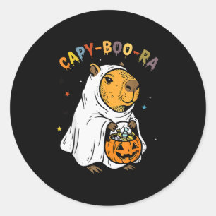 Adesivo Redondo Traje de Capivara Engraçado de Halloween Capy-boo-