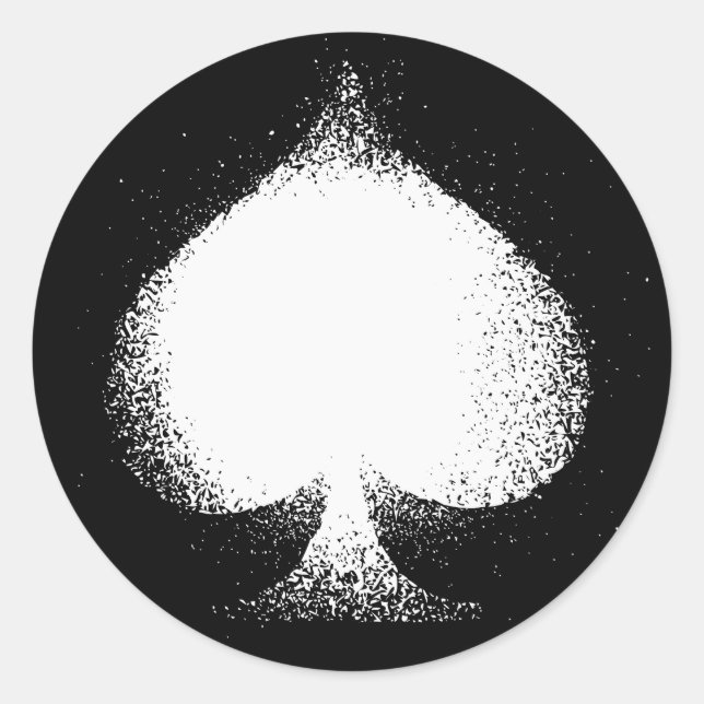 Adesivo Redondo Traje de cartão Espadas brancas- grunhido (Frente)