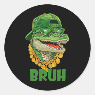 Adesivo Redondo Traje de Dia de São Patrício Alligator Bruh para A