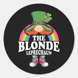 Adesivo Redondo Traje de Dia de São Patrício do Leprechaun Loiro