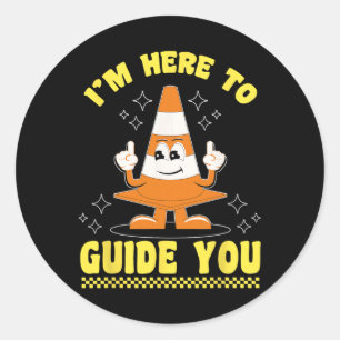 Adesivo Redondo Traje de Halloween de Cone Estou aqui para guiar Y