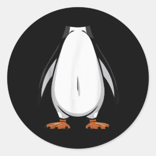 Adesivo Redondo Traje de Halloween de pinguim Engraçado Simples Fi
