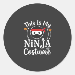 Adesivo Redondo Traje de Ninja Engraçado Design de Halloween_1