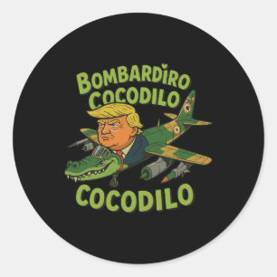 Adesivo Redondo Tralalalalero Tralala Crocodilo Trump Italiano