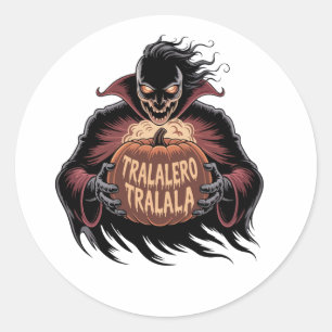 Adesivo Redondo Tralalalero Tralala Vampire Pumpkin Halloween