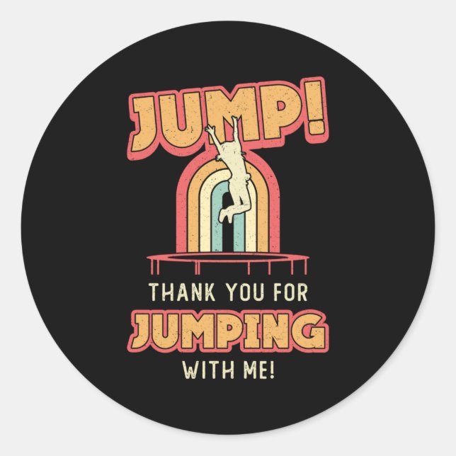 Adesivo Redondo Trampoline Jump Obrigado Gymntering Trampolining (Frente)