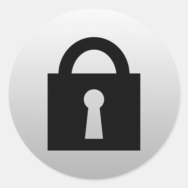 Adesivo Redondo Tranque. Ícone Secreto ou Confidencial Superior. (Frente)