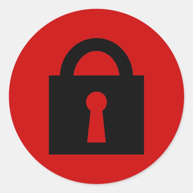 Adesivo Redondo Tranque. Ícone Secreto ou Confidencial Superior. (Frente)