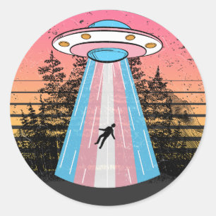 Adesivo Redondo Trans Alienígena Engraçado