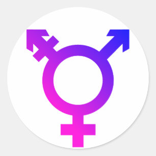 Adesivo Redondo Trans* Símbolo rosa/azul