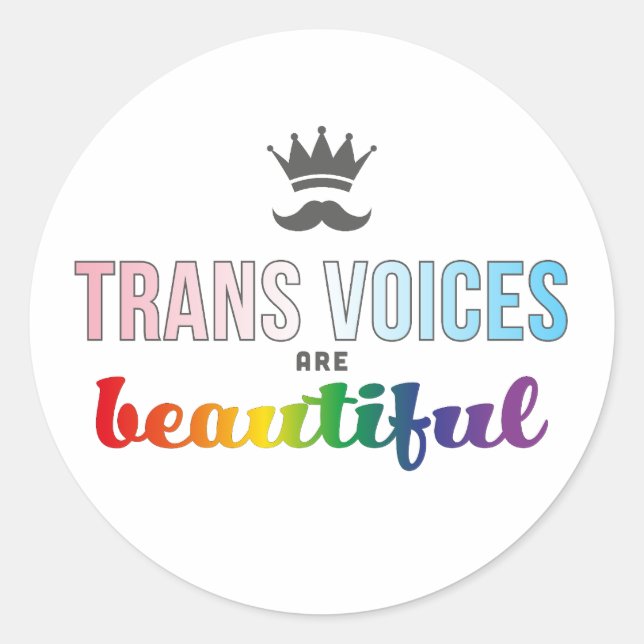Adesivo Redondo Trans Voices é um belo Sticker (Frente)