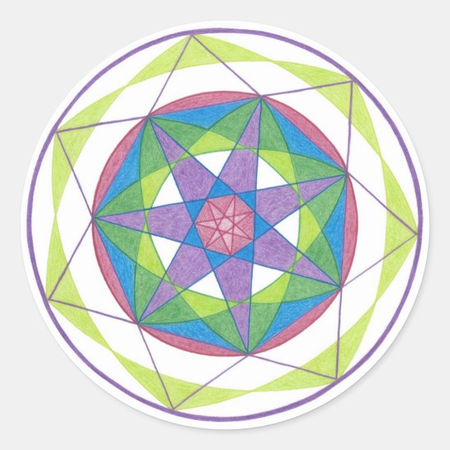 Adesivo Redondo Transformação Mandala (Frente)