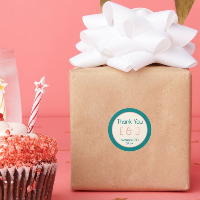 Adesivo Redondo Transformative Teal Modern  Contemporary Wedding (Festa)