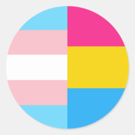 Adesivo Redondo Transgender Pansexual Dual Pride Flag