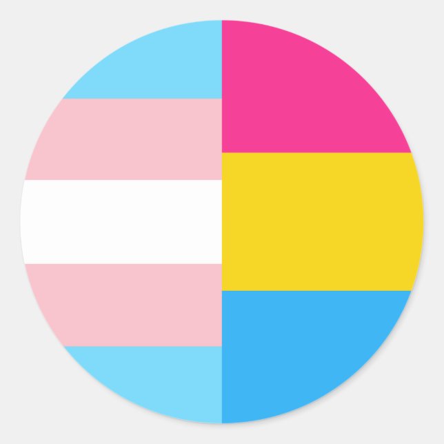 Adesivo Redondo Transgender Pansexual Dual Pride Flag (Frente)
