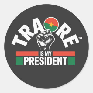 Adesivo Redondo Traore Ibrahim Traoré é o meu Presidente - Capitão