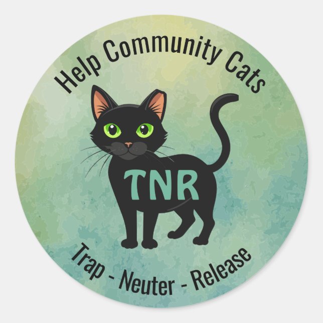 Adesivo Redondo Trap Neuter Release Community Cats Design (Frente)