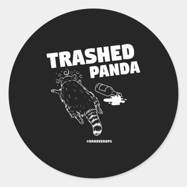 Adesivo Redondo Trashed Panda Drunken Raccoon Funny Meme  (Frente)
