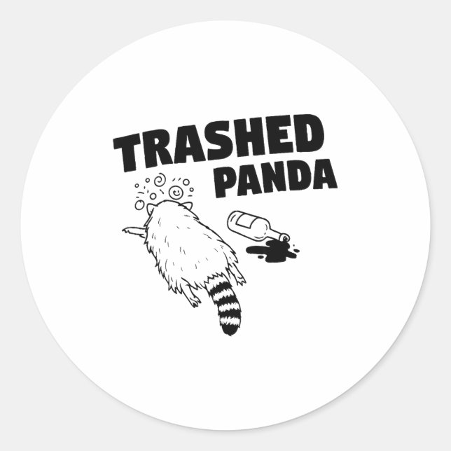 Adesivo Redondo Trashed Panda, Funny Drunk Raccoon, Funny Trash Pa (Frente)