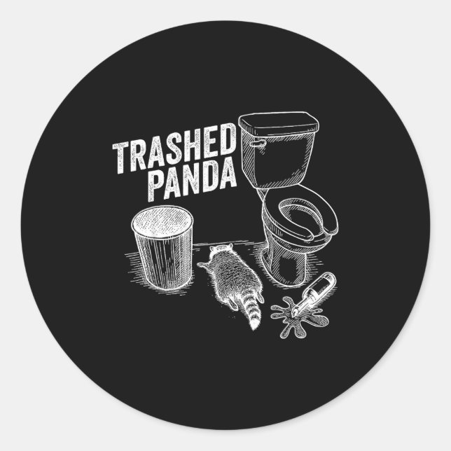 Adesivo Redondo Trashed Panda Funny Drunk Racoon  (Frente)
