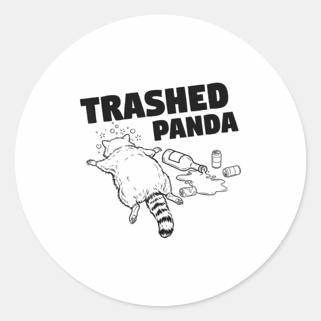 Adesivo Redondo Trashed Panda Funny Drunk Racoon  (Frente)