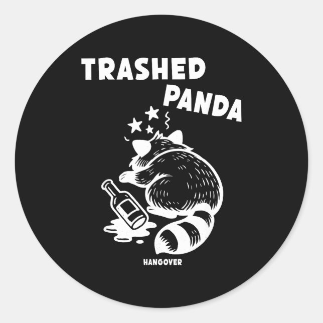 Adesivo Redondo Trashed Panda Hangover Social Media Crazy Drunk Ra (Frente)