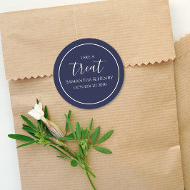 Adesivo Redondo Tratamento de Script de Caligrafia Simples Azul Ma