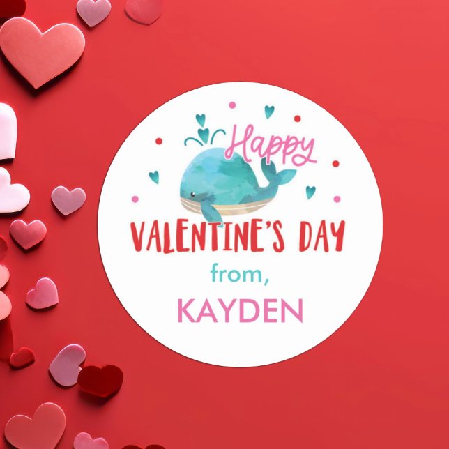 Adesivo Redondo Tratamento Personalizado de Baleia do dia de os na (Criador carregado)