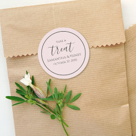 Adesivo Redondo Tratamento Simples De Caligrafia De Blush Wedding