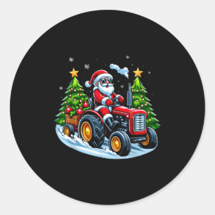Adesivo Redondo Trator de Natal Papai Noel Xmas Caminhão Fazenda H