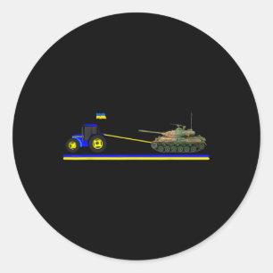 Adesivo Redondo Trator Ucraniano Rebocando Tanque Com Bandeira Da 