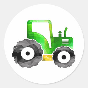 Adesivo Redondo Trator verde & amarelo do mosaico do polígono