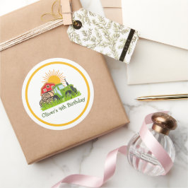 Adesivo Redondo Trator verde | Meninos com Festa de aniversário