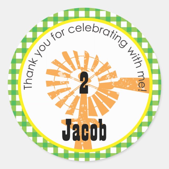 Adesivo Redondo Trator | Vinheta de Favor (Frente)