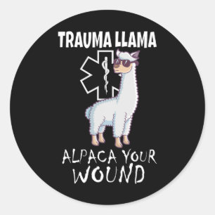 Adesivo Redondo Trauma Llama Emt Design Médico Ems Alpaca Sua Mulh