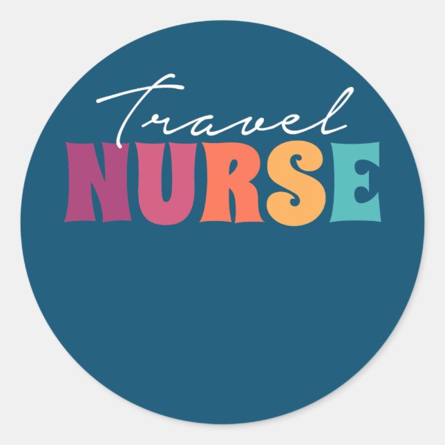 Adesivo Redondo Travel Nurse RN Transport Travel Nursing (Frente)
