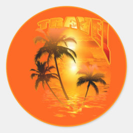 Adesivo Redondo Travel Sunrise Palme