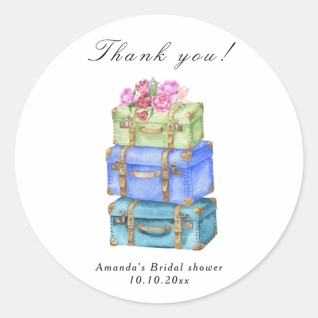 Adesivo Redondo Traveling from Miss to Mrs Bridal Shower (Frente)