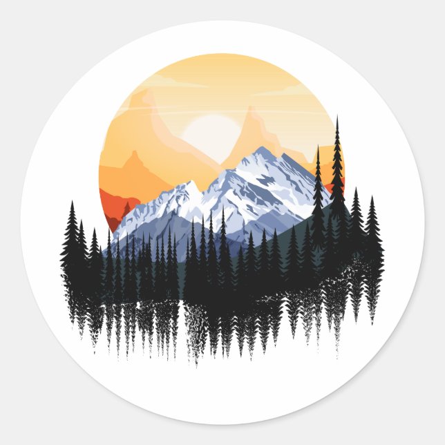 Adesivo Redondo Travelling in mountains graphic (Frente)