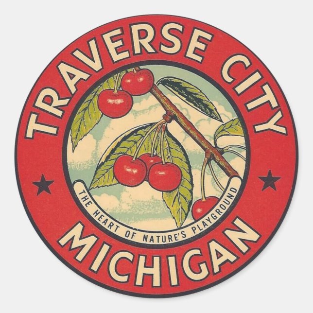 Adesivo Redondo Traverse City, Michigan - Sticker (Frente)
