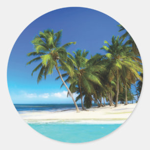 Adesivo Redondo Travesseiro decorativo de praia exótico