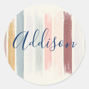 Adesivo Redondo Travesseiro personalizado com pinceladas pastel