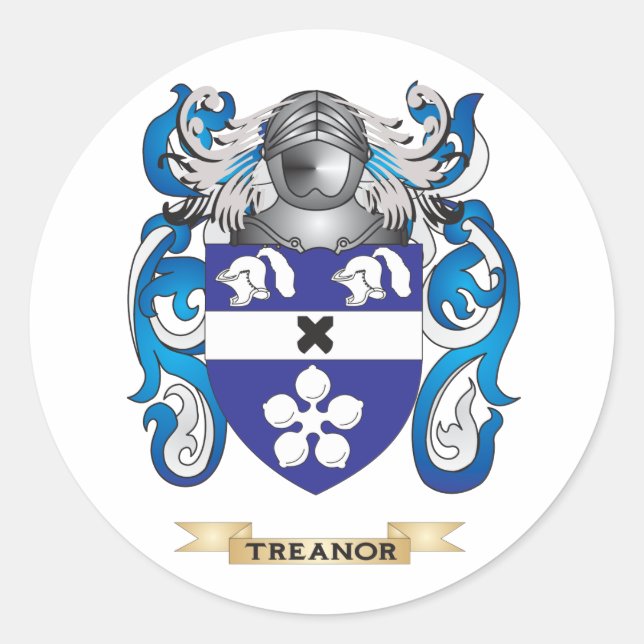 Adesivo Redondo Treanor Family Crest (Casaco de Armas) (Frente)