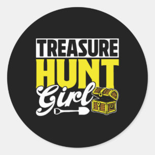 Adesivo Redondo Treasure Hunt Girl Hunter Treasures Caçando Tesu
