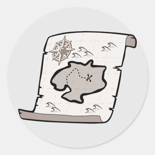 Adesivo Redondo Treasure Map Round Sticker (Frente)