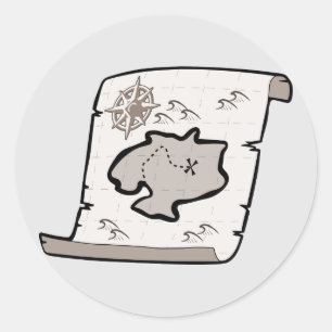 Adesivo Redondo Treasure Map Round Sticker