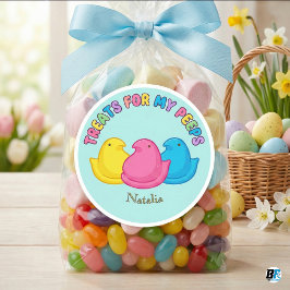 Adesivo Redondo Treats For My Peeps | Personalized Easter Marshmal