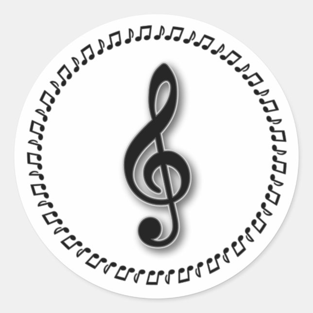 Adesivo Redondo Treble Clef Music Note Design (Frente)