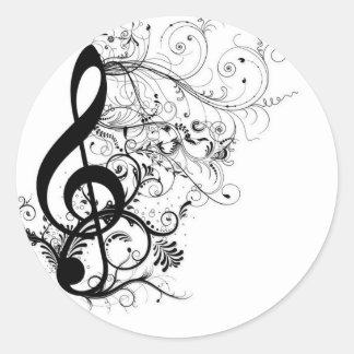 Adesivo Redondo Treble Cleff